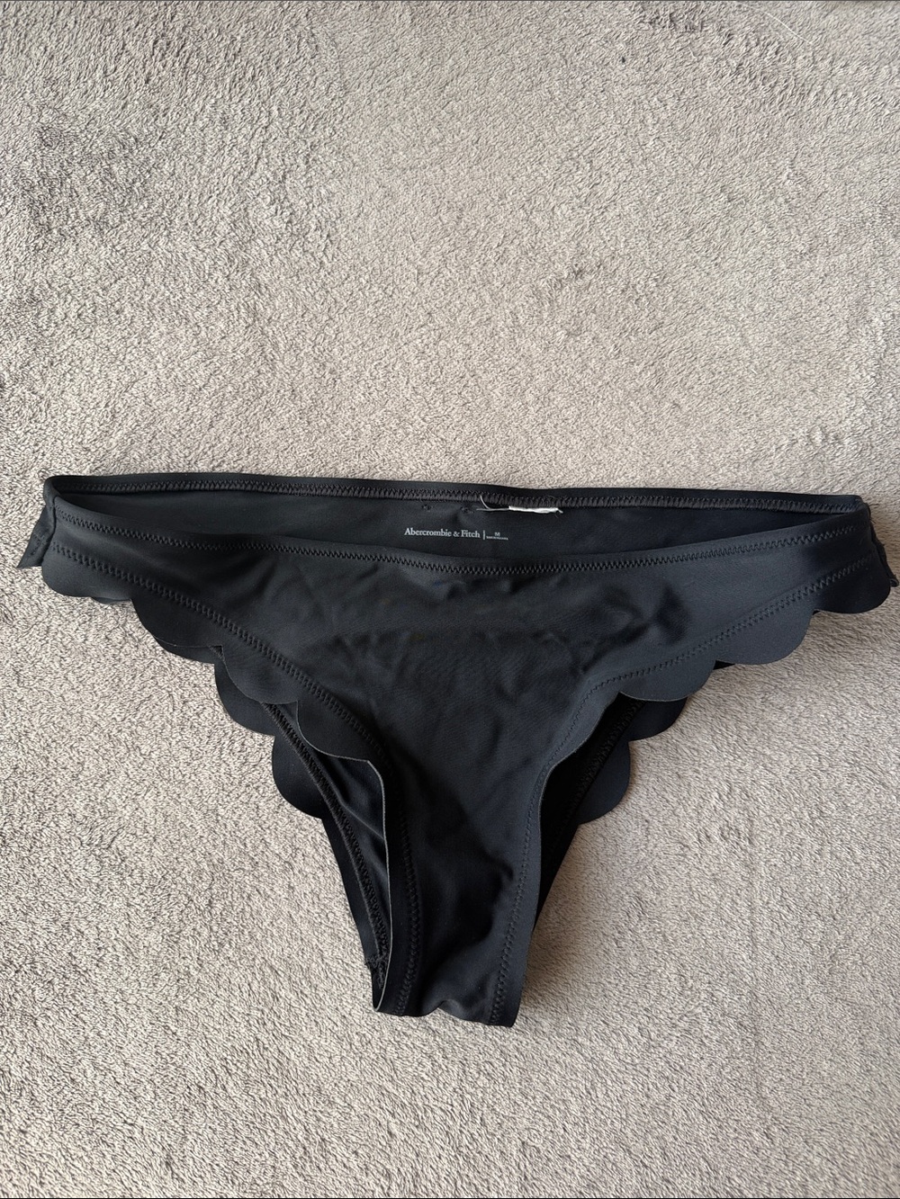 Abercrombie & Fitch Black Scallop-Edge Bikini Bottom
